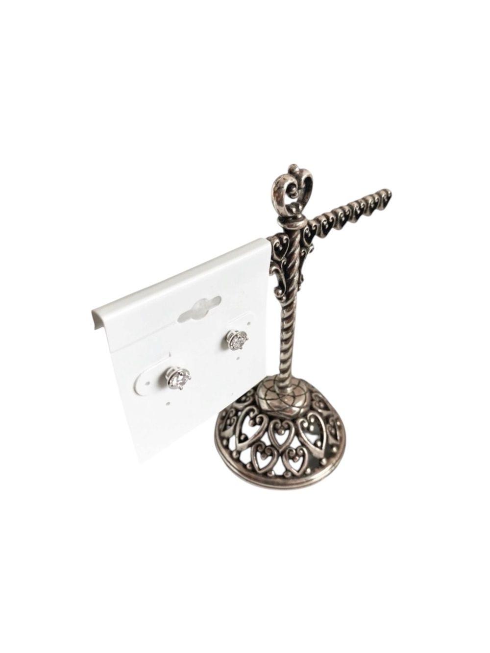 new Lassaire ᪥ Simulated Diamond Bezel Stud Earrings ᪥ Platinum Plated Silver - Picture 5 of 16